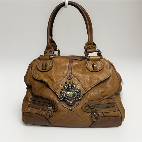 Juicy Couture Handbags - Vintage Juicy Couture Tan Brown Leather Shoulder Bag Y2K